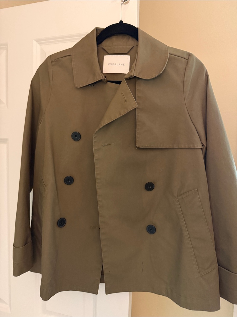 Original Everlane Olive Green Double-Breasted Trench Coat